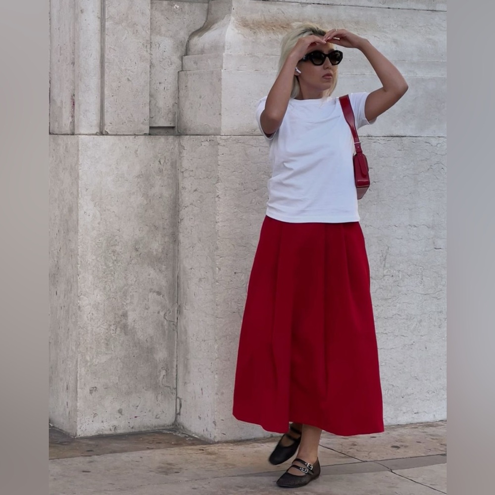 Stylish Red A-Line Skirt